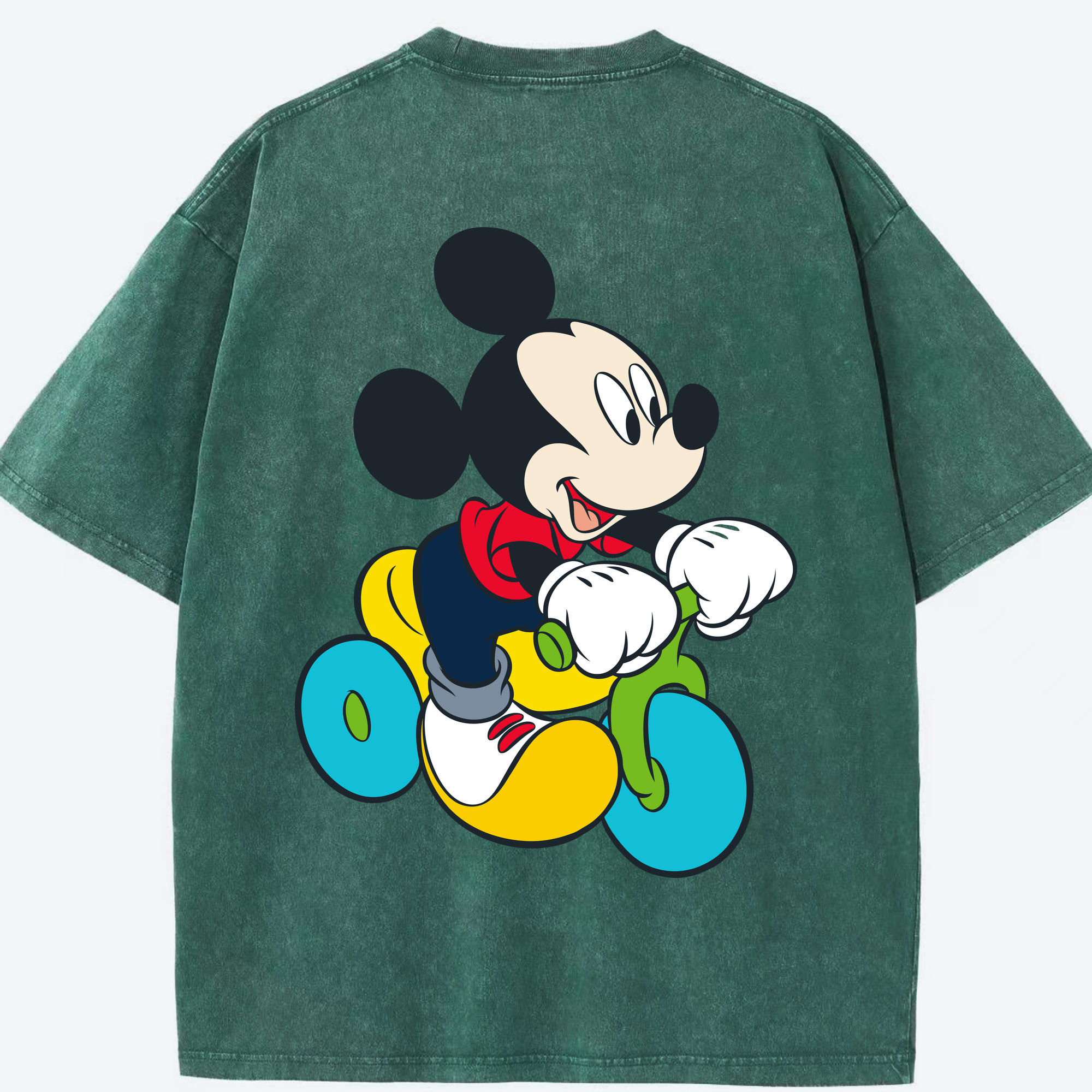 （画像用） ミッキーマウス Mickey Mouse 綿100% ヴィンテージ風 半袖Tシャツ（背面プリント）